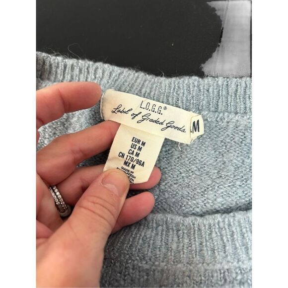 H&M LOGG Womens Sweater Crew Neck Long Sleeve Side Tie Blue Size M missing one r - Picture 5 of 12